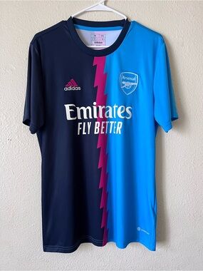 Adidas Arsenal FC 2022-23 Pre-Match Jersey, Navy Blue Pink, Size Medium, HT4451